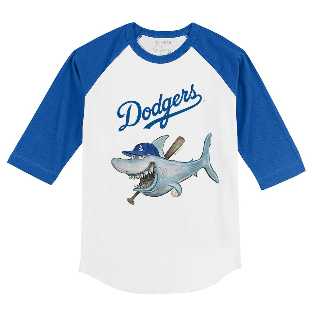 Los Angeles Dodgers Tiny Turnip Youth Shark 3/4-Sleeve Raglan T-Shirt | MLB US