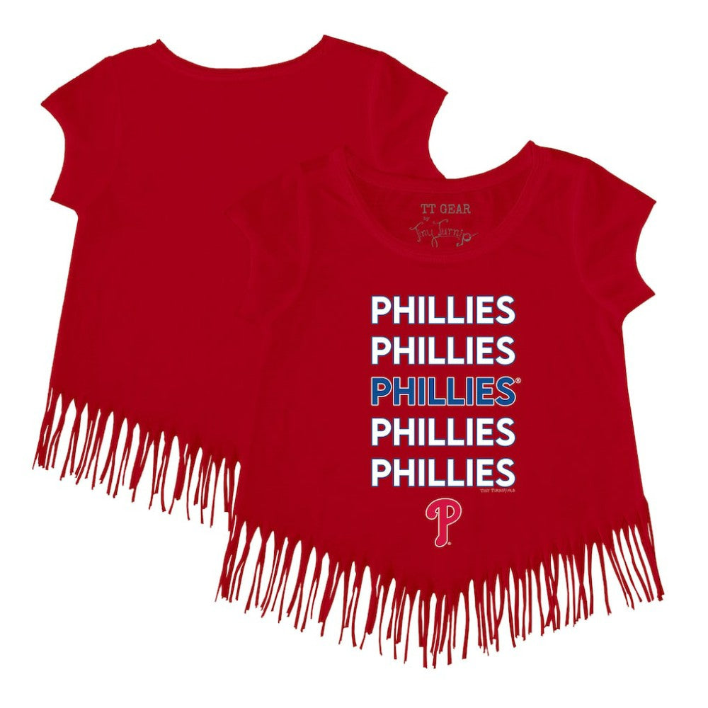 Philadelphia Phillies Tiny Turnip Girls Youth Stacked Fringe T-Shirt | MLB Online