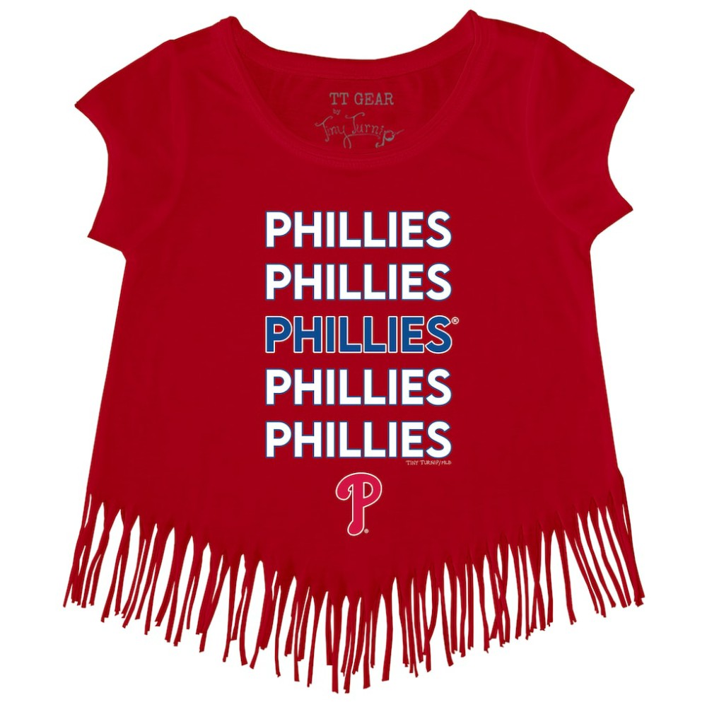 Philadelphia Phillies Tiny Turnip Girls Youth Stacked Fringe T-Shirt | MLB Online