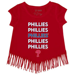 Philadelphia Phillies Tiny Turnip Girls Youth Stacked Fringe T-Shirt | MLB Online