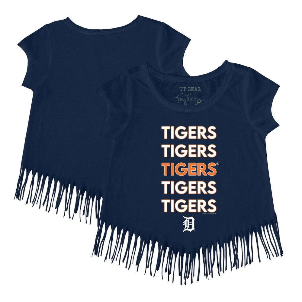 Detroit Tigers Tiny Turnip Girls Youth Stacked Fringe T-Shirt | MLB US