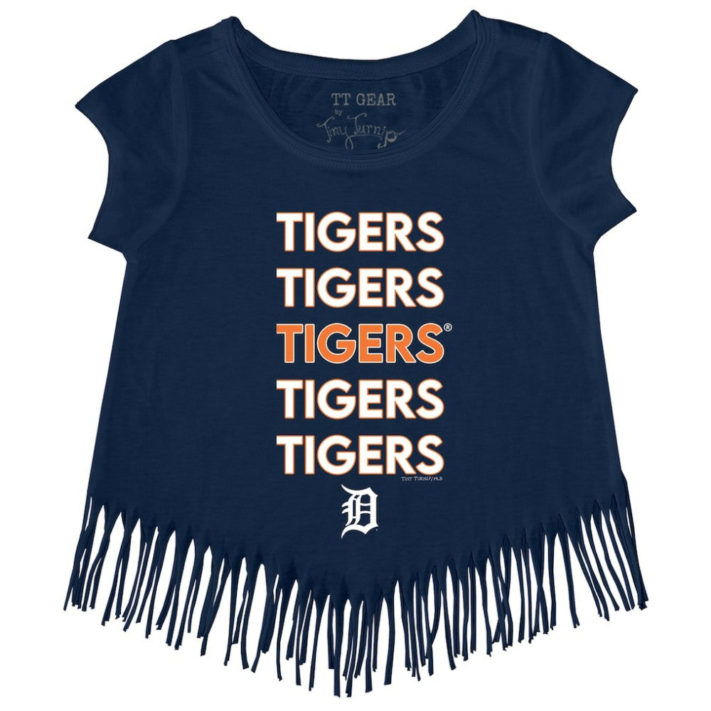 Detroit Tigers Tiny Turnip Girls Youth Stacked Fringe T-Shirt | MLB US