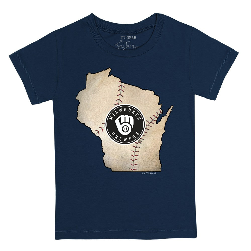 Milwaukee Brewers Tiny Turnip Youth State Outline T-Shirt | MLB Sale