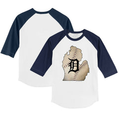 Detroit Tigers Tiny Turnip Youth State Outline 3/4-Sleeve Raglan T-Shirt | MLB Online