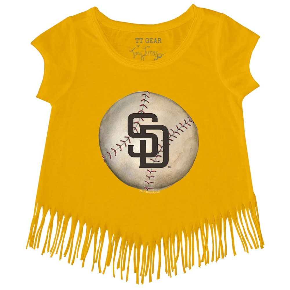 San Diego Padres Tiny Turnip Girls Youth Stitched Baseball Fringe T-Shirt | MLB US