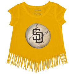 San Diego Padres Tiny Turnip Girls Youth Stitched Baseball Fringe T-Shirt | MLB US