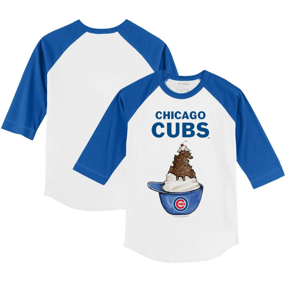 Chicago Cubs Tiny Turnip Youth Sundae Helmet 3/4-Sleeve Raglan T-Shirt | MLB New