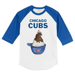 Chicago Cubs Tiny Turnip Youth Sundae Helmet 3/4-Sleeve Raglan T-Shirt | MLB New