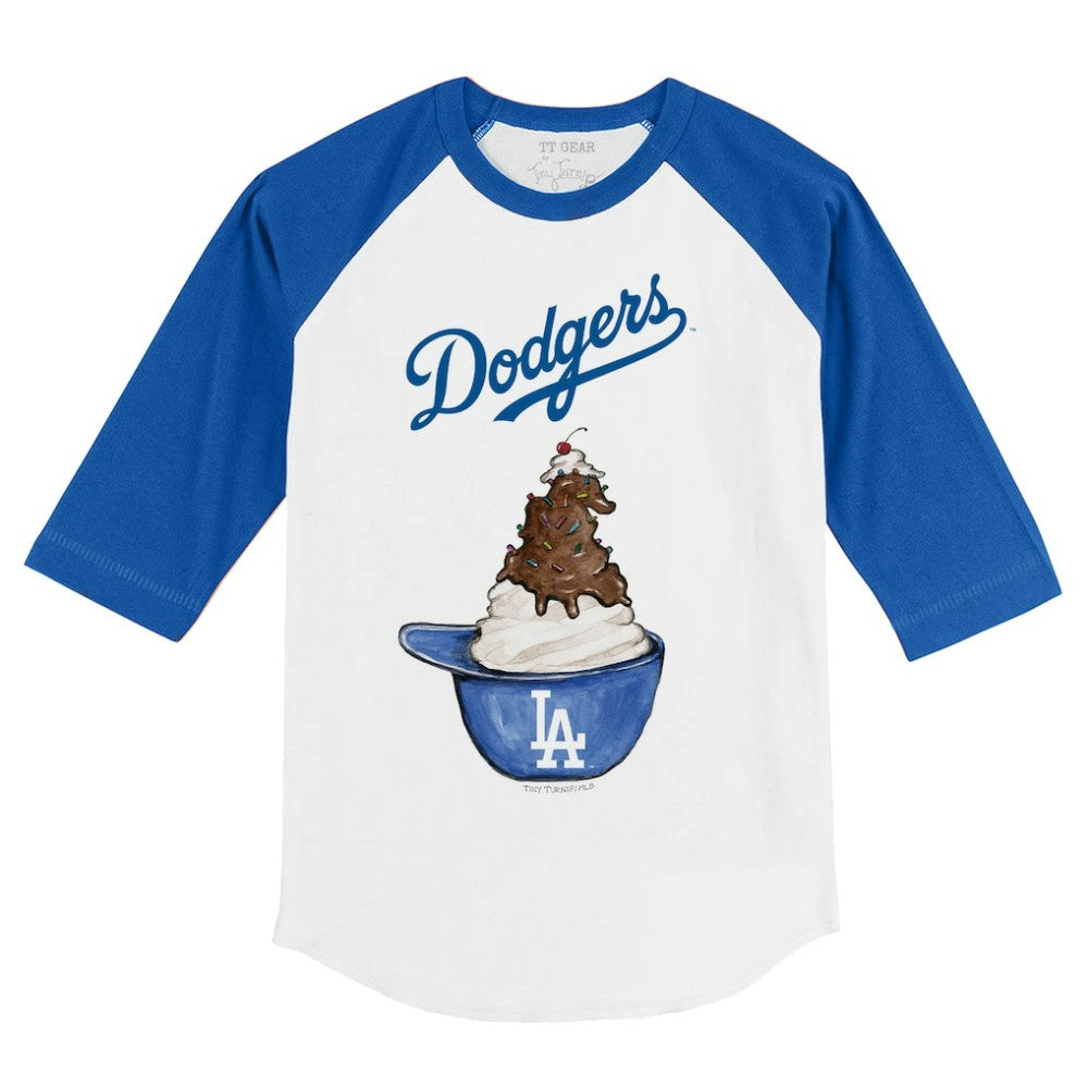 Los Angeles Dodgers Tiny Turnip Youth Sundae Helmet 3/4-Sleeve Raglan T-Shirt | MLB Outlet