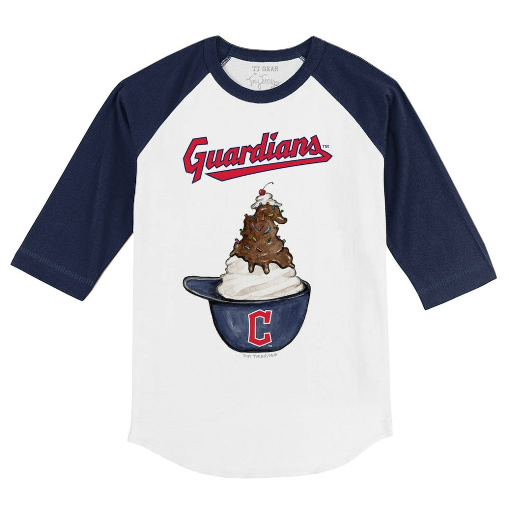 Cleveland Guardians Tiny Turnip Youth Sundae Helmet 3/4-Sleeve Raglan T-Shirt | MLB Online