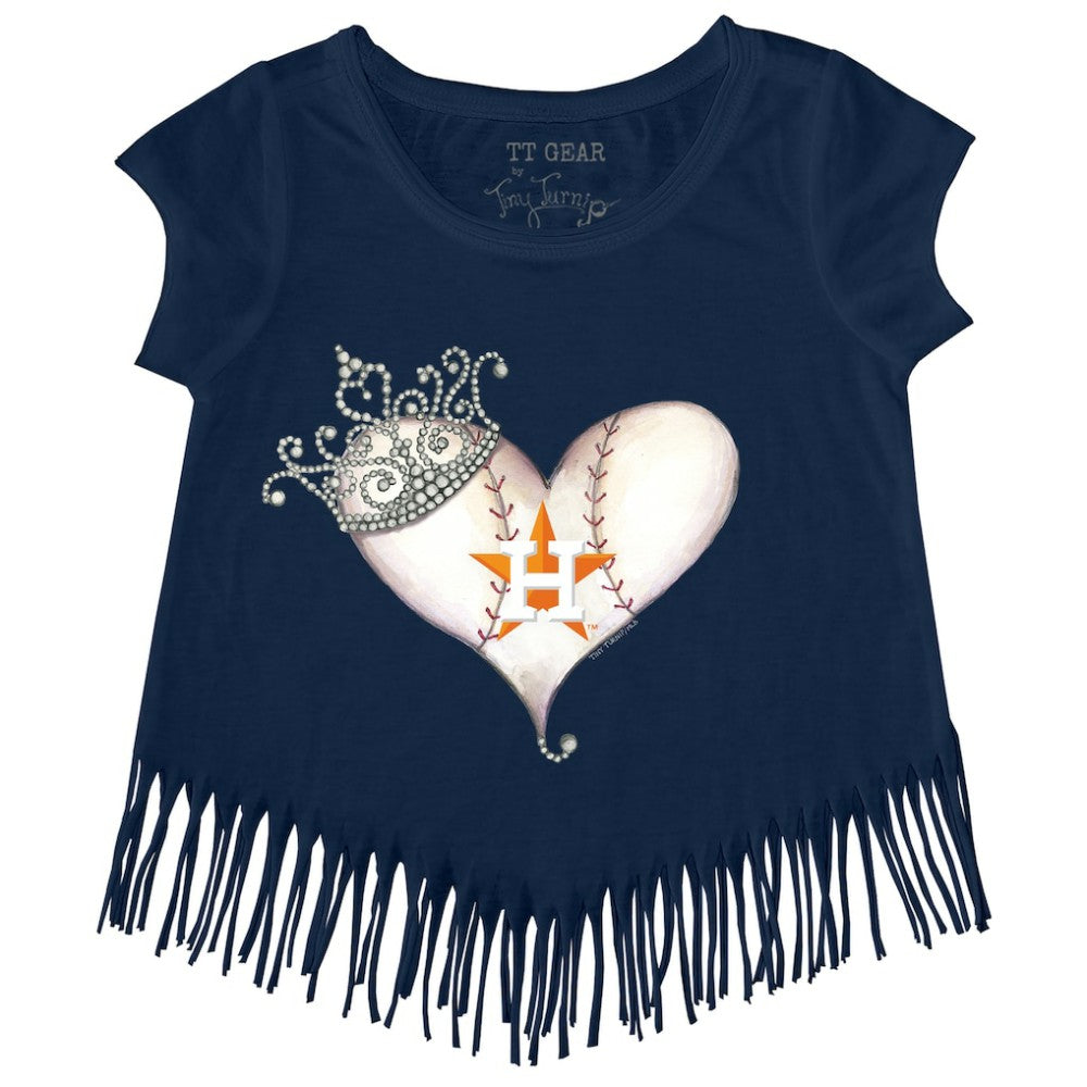 Houston Astros Tiny Turnip Girls Youth Tiara Heart Fringe T-Shirt | MLB For sale