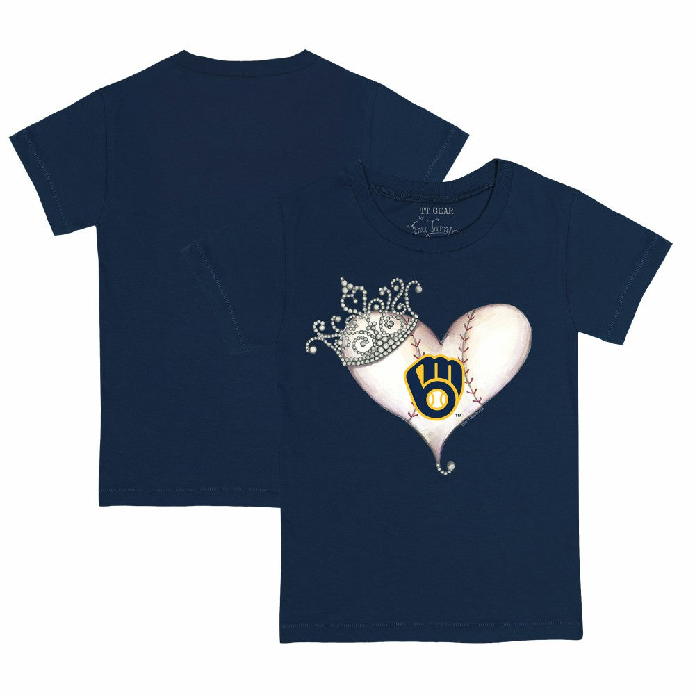 Milwaukee Brewers Tiny Turnip Youth Tiara Heart T-Shirt | MLB Sale