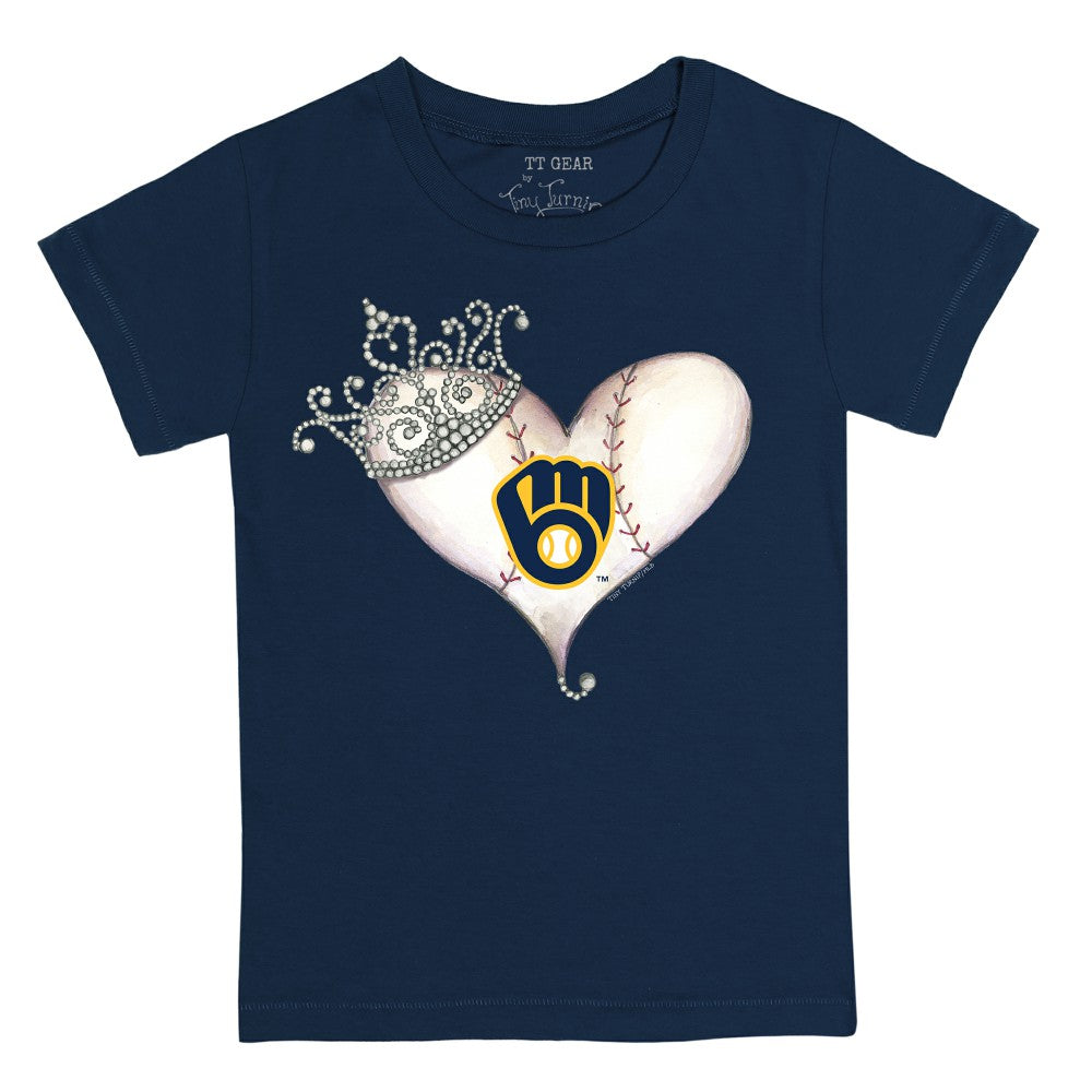 Milwaukee Brewers Tiny Turnip Youth Tiara Heart T-Shirt | MLB Sale