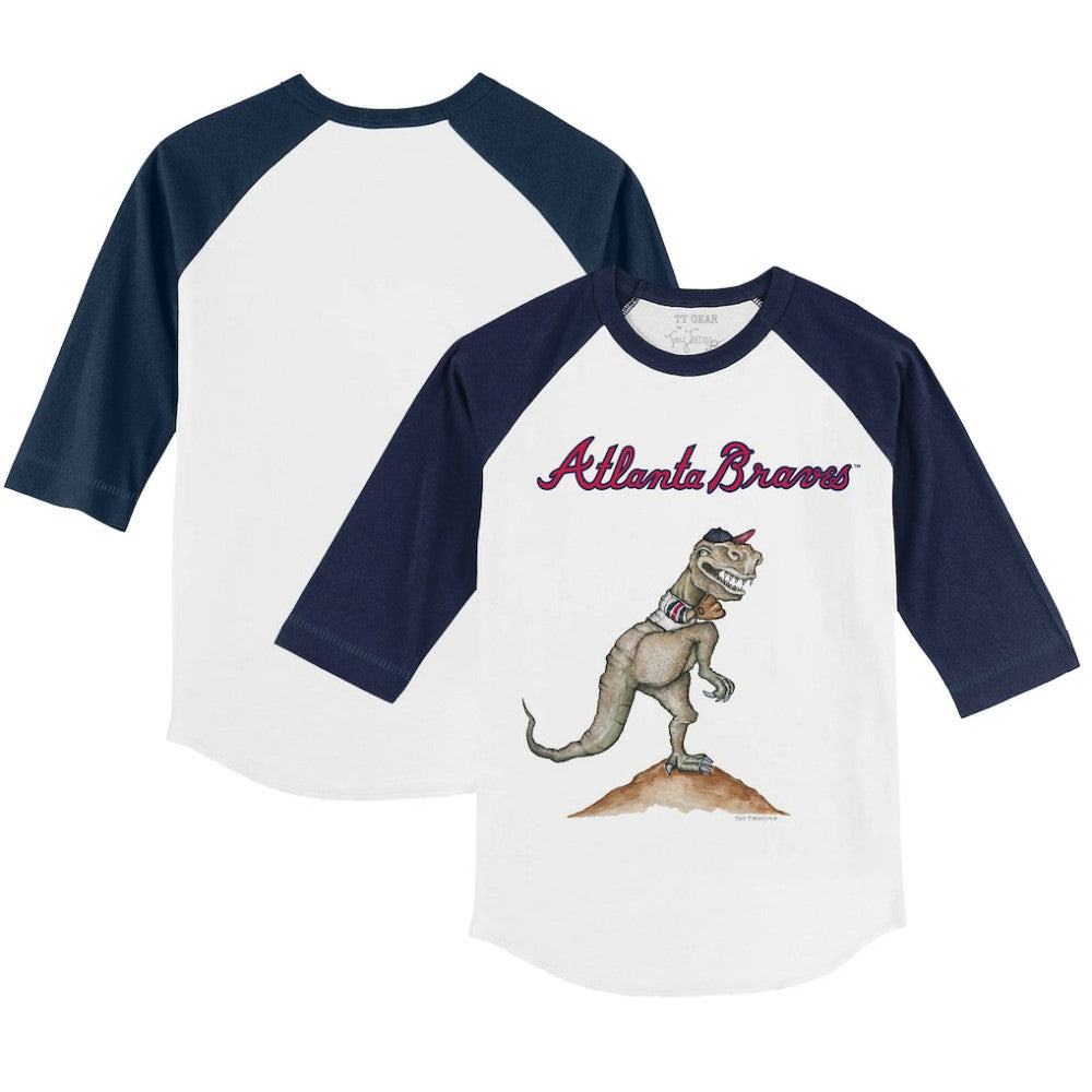 Atlanta Braves Tiny Turnip Youth TT Rex 3/4-Sleeve Raglan T-Shirt | MLB New