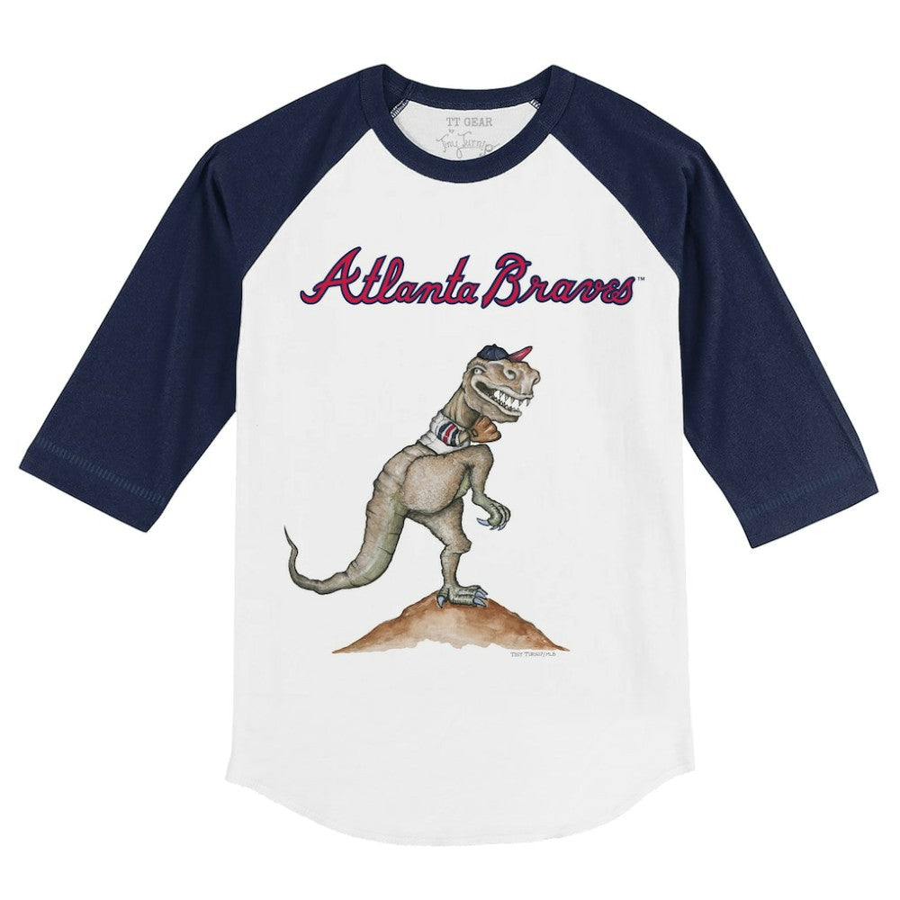 Atlanta Braves Tiny Turnip Youth TT Rex 3/4-Sleeve Raglan T-Shirt | MLB New