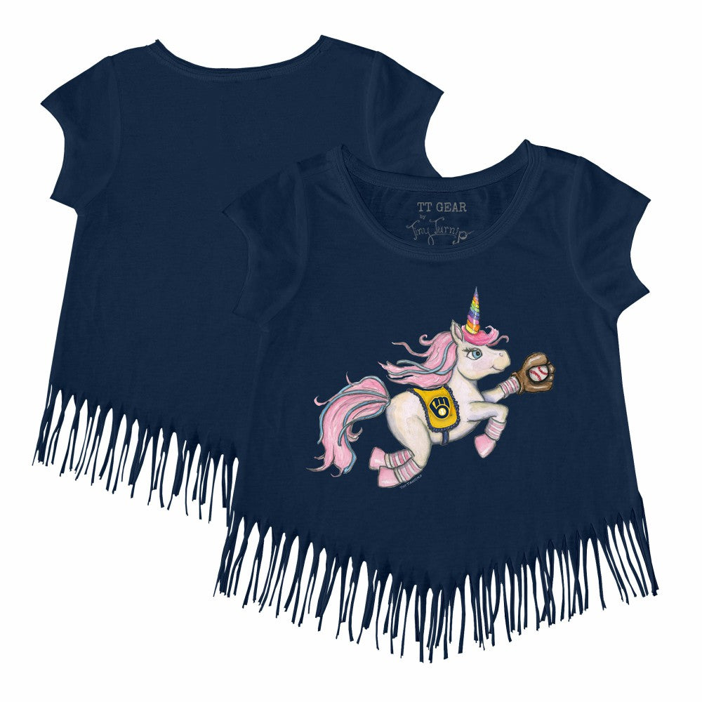 Milwaukee Brewers Tiny Turnip Girls Youth Unicorn Fringe T-Shirt | MLB For sale