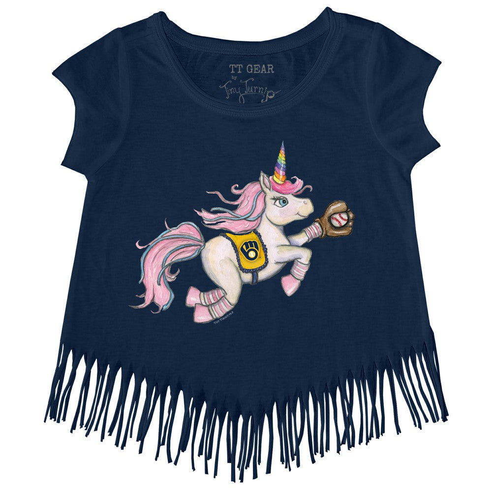 Milwaukee Brewers Tiny Turnip Girls Youth Unicorn Fringe T-Shirt | MLB For sale
