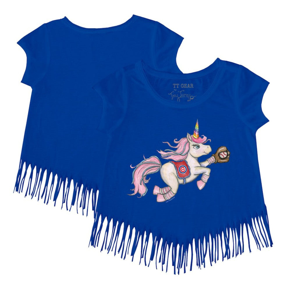 Chicago Cubs Tiny Turnip Girls Youth Unicorn Fringe T-Shirt | MLB Discount