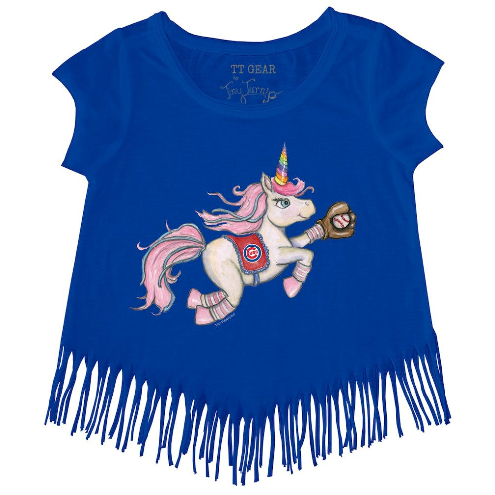 Chicago Cubs Tiny Turnip Girls Youth Unicorn Fringe T-Shirt | MLB Discount