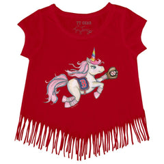 Boston Red Sox Tiny Turnip Girls Youth Unicorn Fringe T-Shirt | MLB On Sale