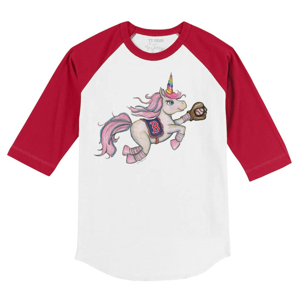 Boston Red Sox Tiny Turnip Youth Unicorn 3/4-Sleeve Raglan T-Shirt | MLB Outlet