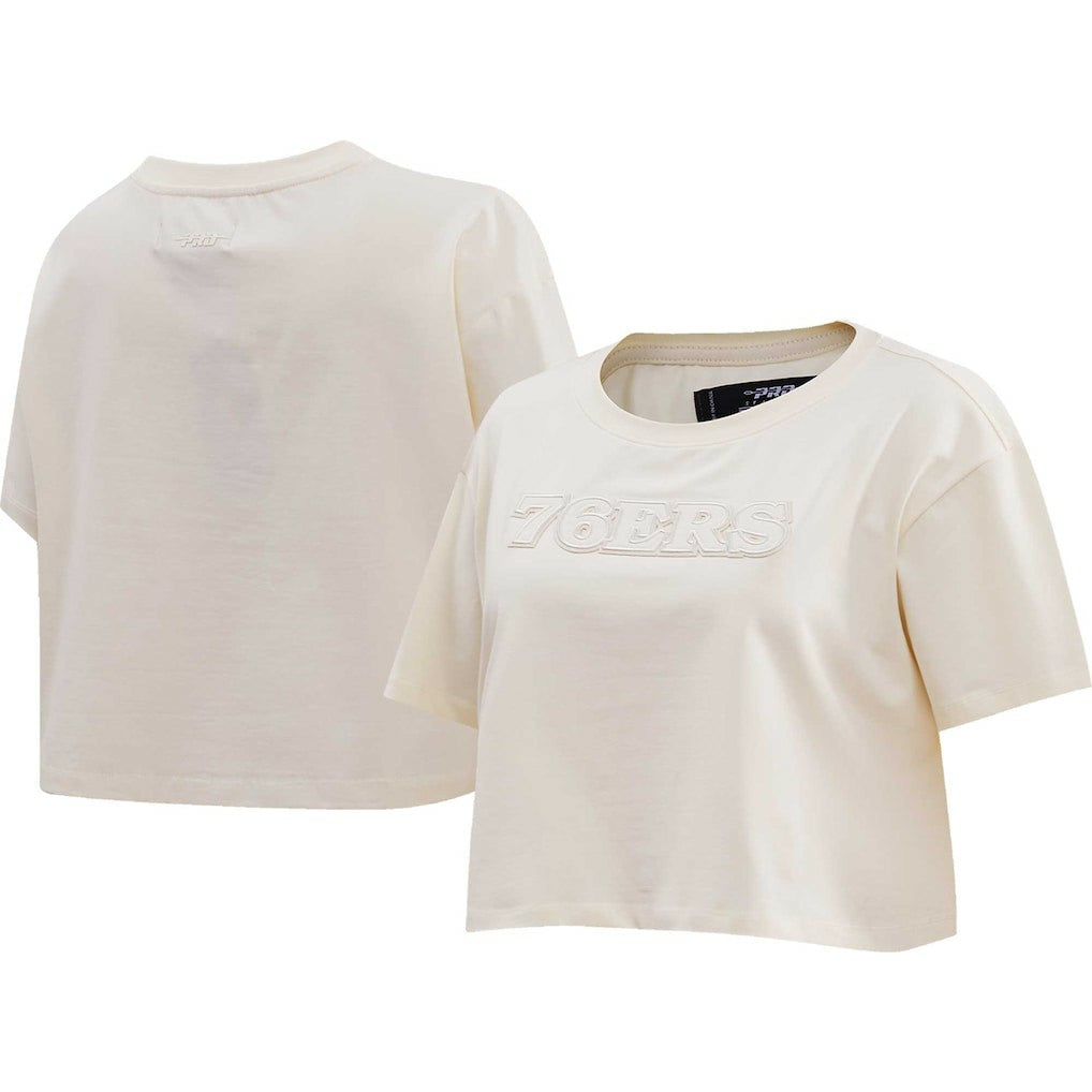 Philadelphia 76ers Pro Standard Women's Neutral Boxy Crop T-Shirt For Sale