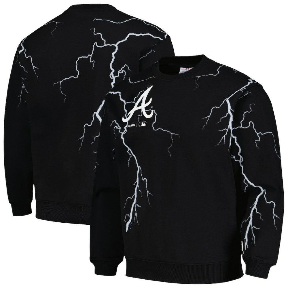 Atlanta Braves PLEASURES Lightning Crewneck Pullover Sweatshirt | MLB Outlet