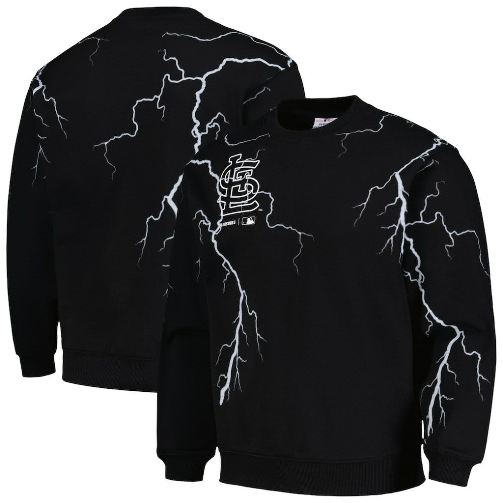 St. Louis Cardinals PLEASURES Lightning Crewneck Pullover Sweatshirt | MLB Outlet