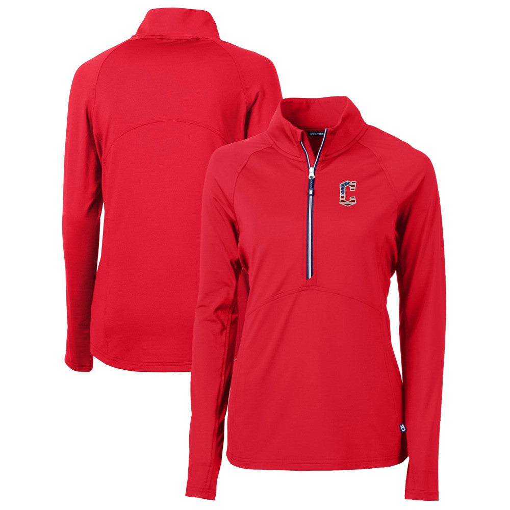 Cleveland Guardians Cutter & Buck Women's Americana Logo Adapt Eco Knit Stretch Recycled Half-Zip Pullover Top | MLB Online