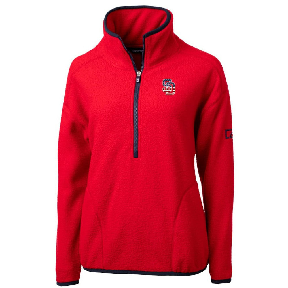 San Diego Padres Cutter & Buck Women's Americana Logo Cascade Eco Sherpa Fleece Half-Zip Pullover Jacket | MLB Sale