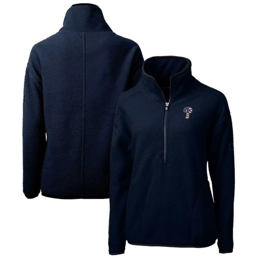 Philadelphia Phillies Cutter & Buck Women's Americana Logo Cascade Eco Sherpa Fleece Half-Zip Pullover Jacket | MLB For sale