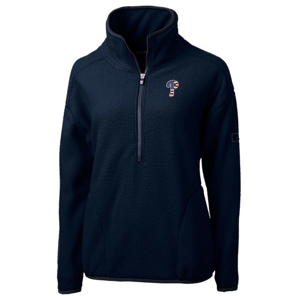 Philadelphia Phillies Cutter & Buck Women's Americana Logo Cascade Eco Sherpa Fleece Half-Zip Pullover Jacket | MLB For sale