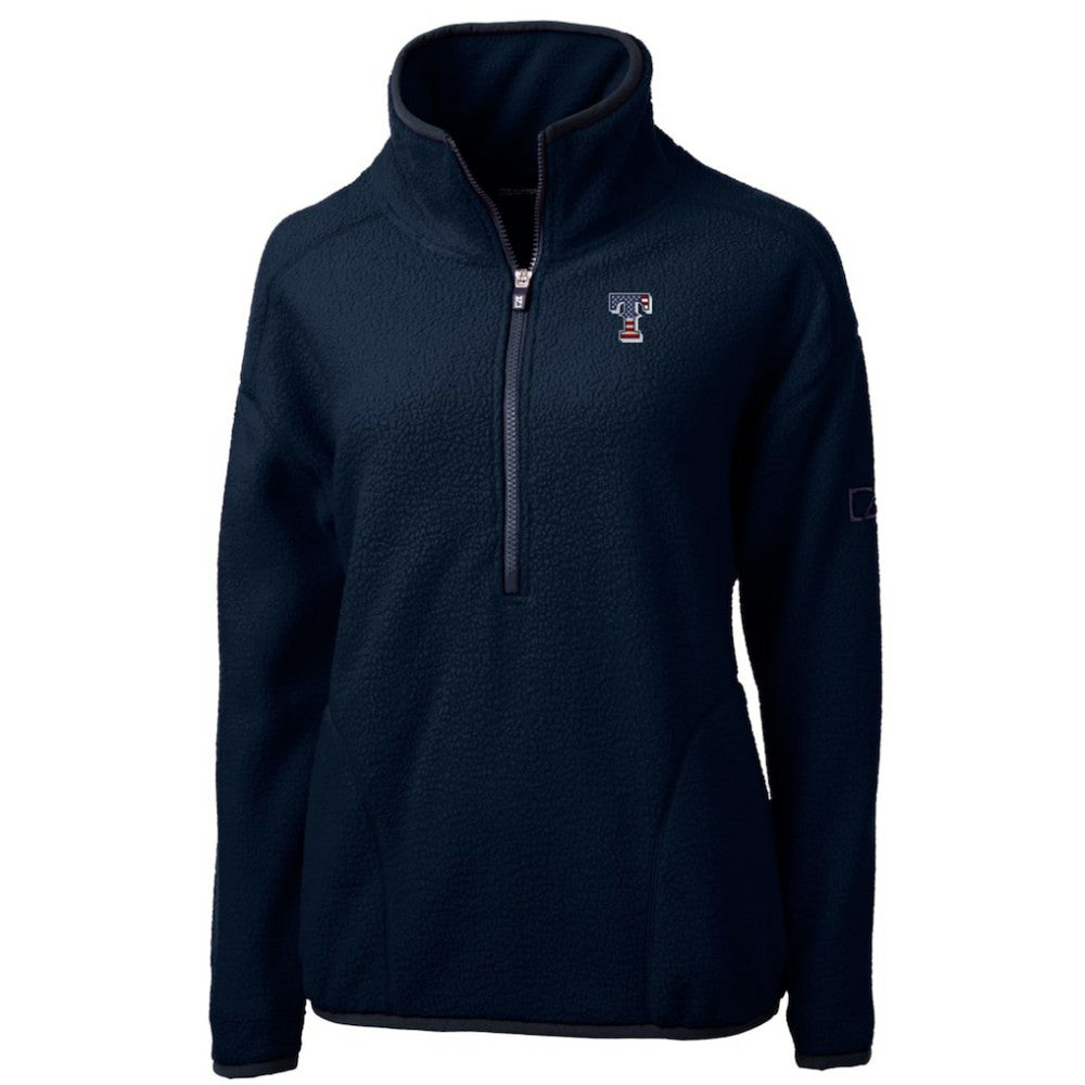 Texas Rangers Cutter & Buck Women's Americana Logo Cascade Eco Sherpa Fleece Half-Zip Pullover Jacket | MLB US