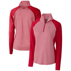 Cincinnati Reds Cutter & Buck Women's Americana Logo Forge Tonal Stripe Stretch Half-Zip Pullover Top | MLB For sale