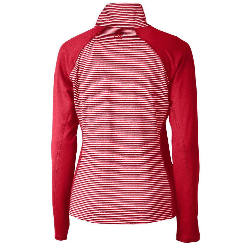 Cincinnati Reds Cutter & Buck Women's Americana Logo Forge Tonal Stripe Stretch Half-Zip Pullover Top | MLB For sale
