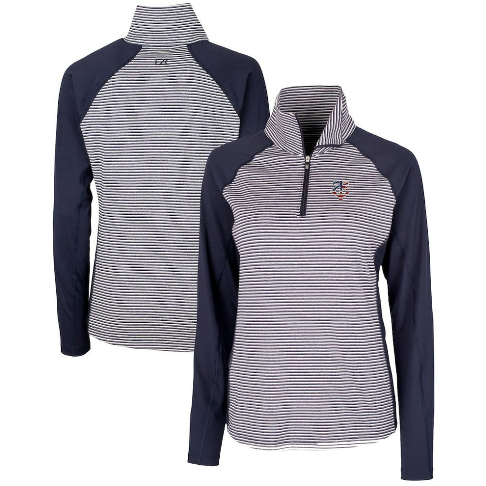 Minnesota Twins Cutter & Buck Women's Americana Logo Forge Tonal Stripe Stretch Half-Zip Pullover Top | MLB Near me