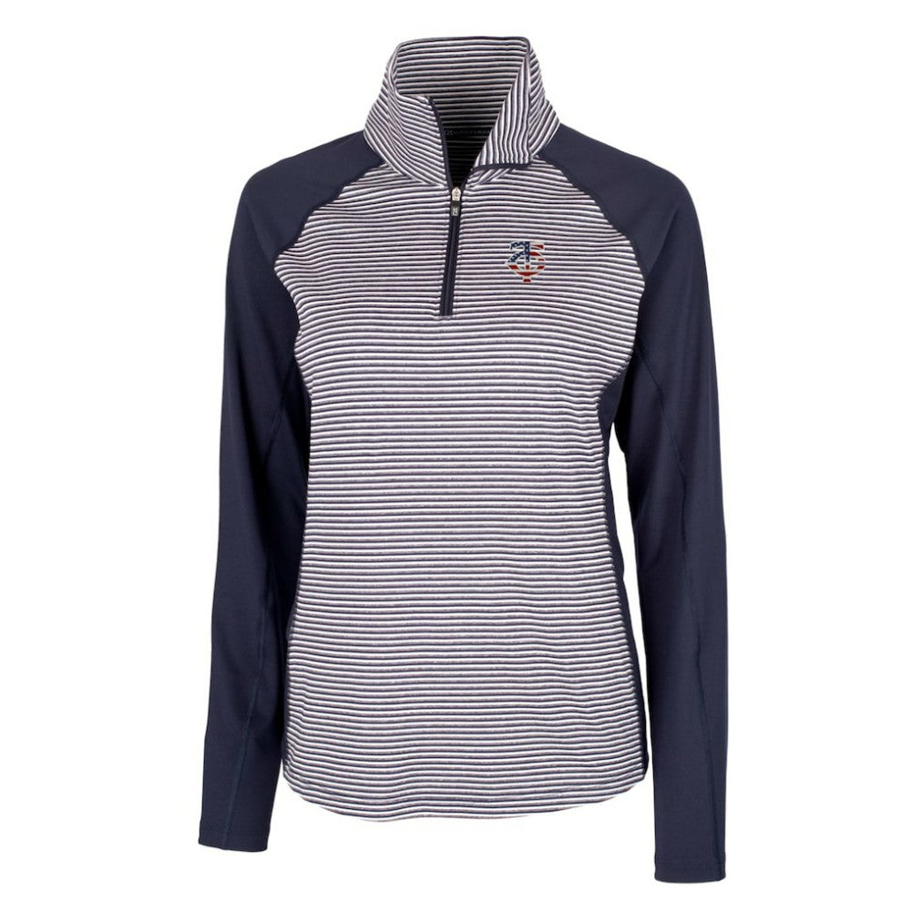 Minnesota Twins Cutter & Buck Women's Americana Logo Forge Tonal Stripe Stretch Half-Zip Pullover Top | MLB Near me