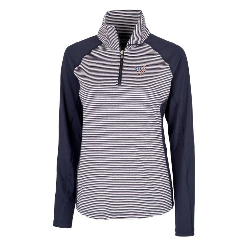 Washington Nationals Cutter & Buck Women's Americana Logo Forge Tonal Stripe Stretch Half-Zip Pullover Top | MLB On Sale