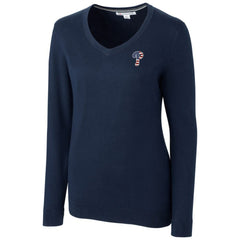 Philadelphia Phillies Cutter & Buck Women's Americana Logo Lakemont Tri-Blend V-Neck Pullover Sweater | MLB New
