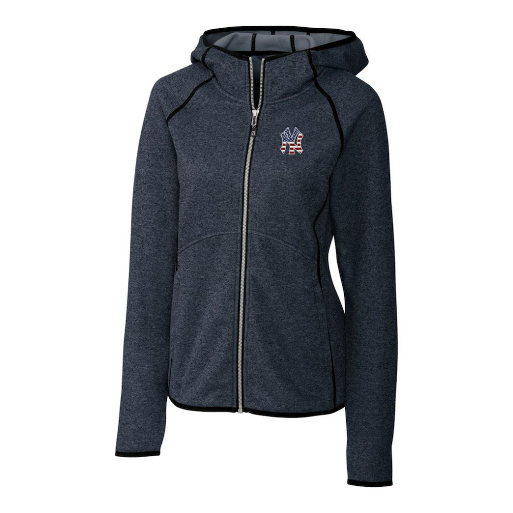 New York Yankees Cutter & Buck Women's Americana Logo Mainsail Sweater-Knit Full-Zip Hoodie | MLB Shop