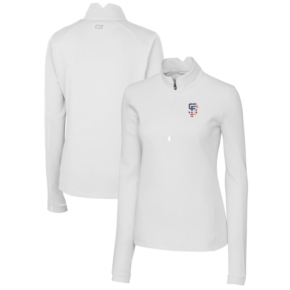San Francisco Giants Cutter & Buck Women's Americana Logo DryTec Traverse Stretch Quarter-Zip Pullover Top | MLB Shop