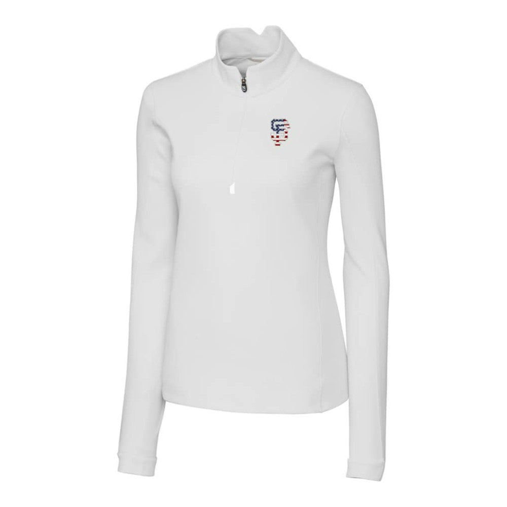 San Francisco Giants Cutter & Buck Women's Americana Logo DryTec Traverse Stretch Quarter-Zip Pullover Top | MLB Shop