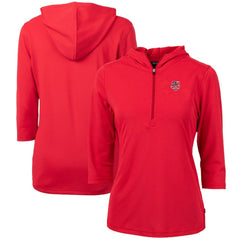 Minnesota Twins Cutter & Buck Women's Americana Logo DryTec Virtue Eco Pique Recycled Half-Zip Pullover Hoodie | MLB Sale