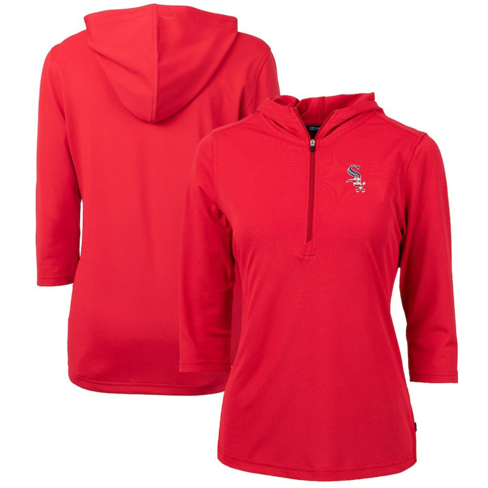 Chicago White Sox Cutter & Buck Women's Americana Logo DryTec Virtue Eco Pique Recycled Half-Zip Pullover Hoodie | MLB New