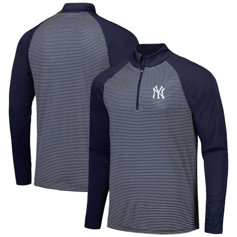 New York Yankees Levelwear Charter Striped Raglan Quarter-Zip Top | MLB Online