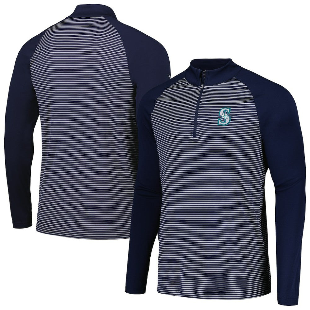 Seattle Mariners Levelwear Charter Striped Raglan Quarter-Zip Top | MLB Near me