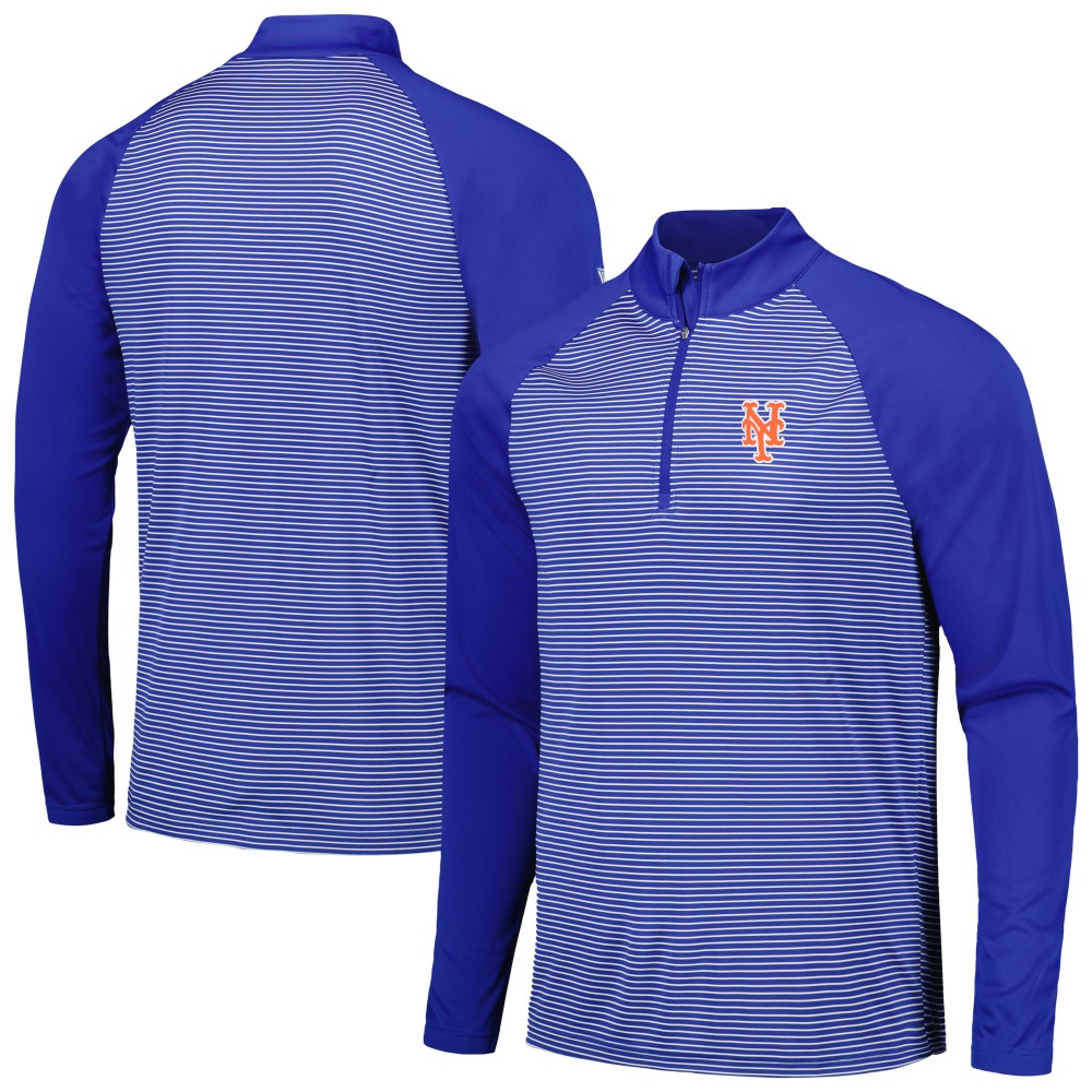 New York Mets Levelwear Charter Striped Raglan Quarter-Zip Top | MLB Outlet