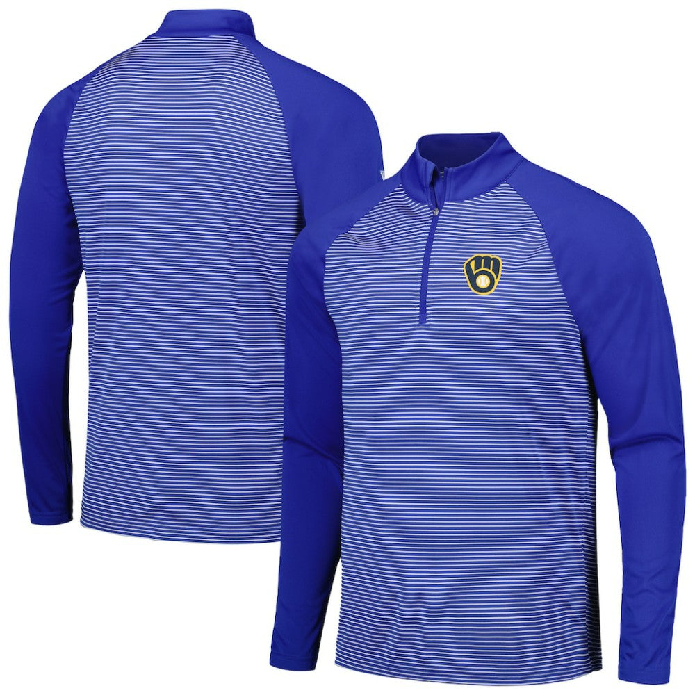 Milwaukee Brewers Levelwear Charter Striped Raglan Quarter-Zip Top | MLB US