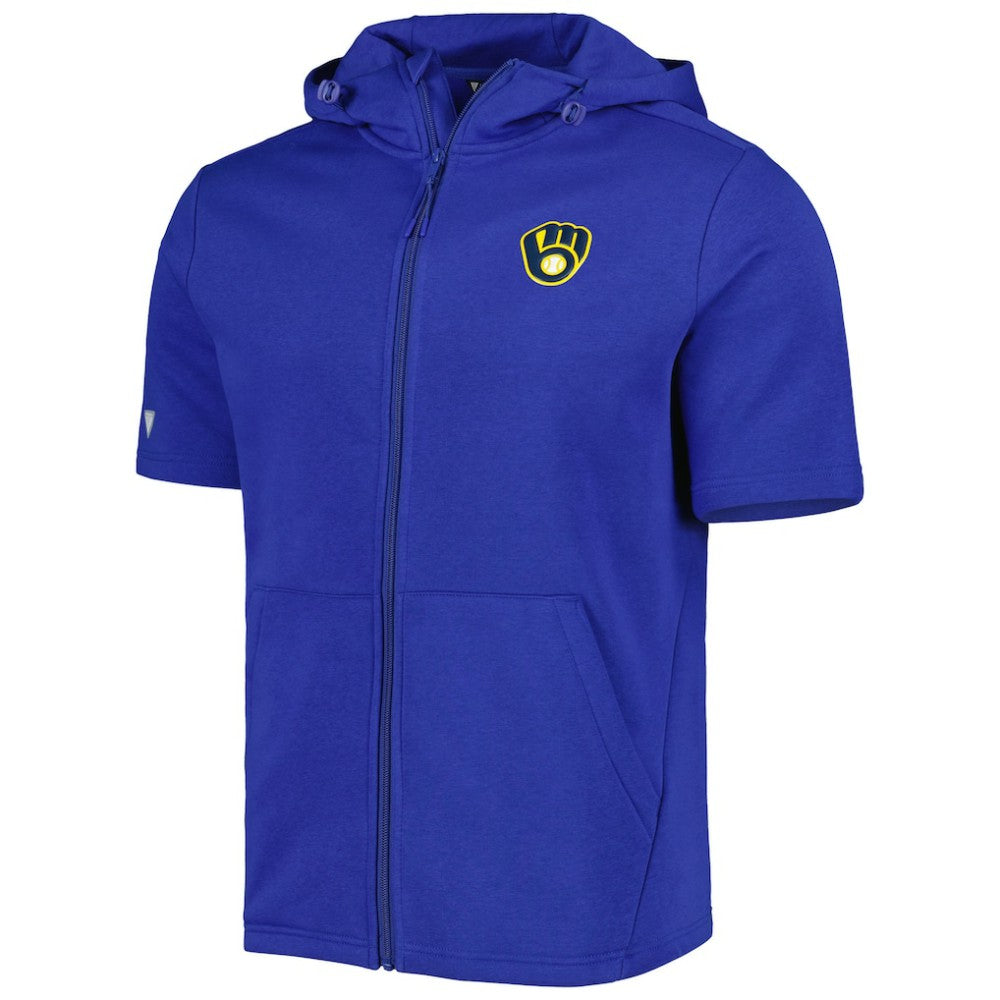 Milwaukee Brewers Levelwear Recruit Full-Zip Short Sleeve Hoodie | MLB Outlet