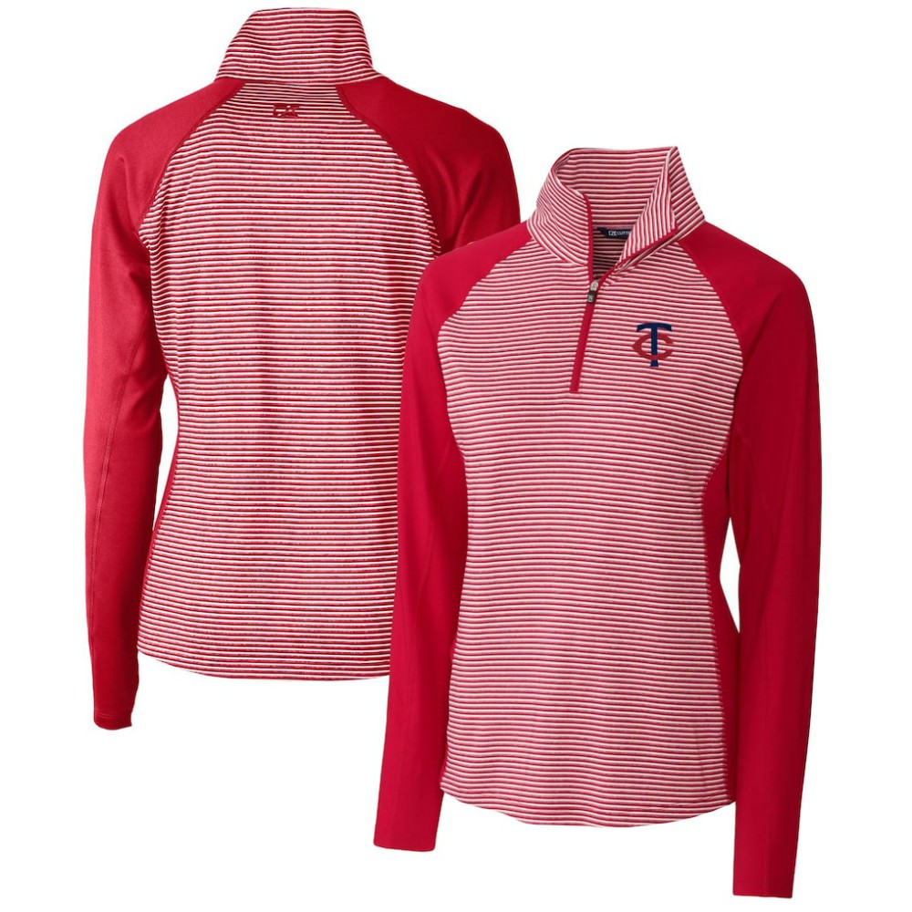 Minnesota Twins Cutter & Buck Women's DryTec Forge Tonal Stripe Stretch Half-Zip Top | MLB Sale